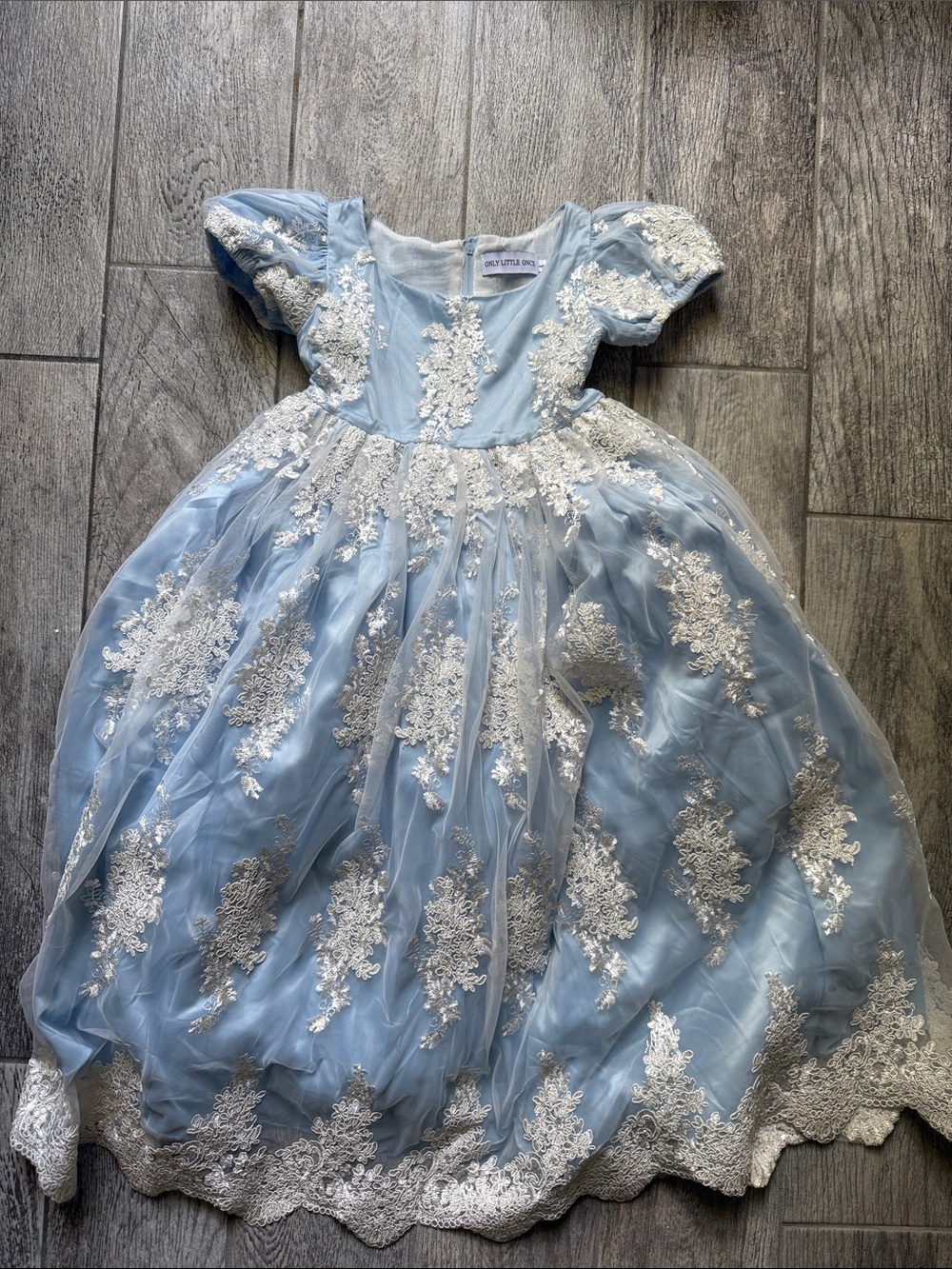 Guc-Only Little Once-Light Blue Lace Appliqué Tulle Party Dress.Bridgerton theme